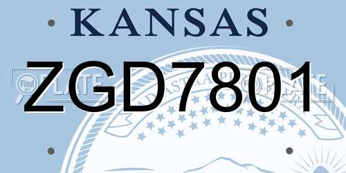 ZGD7801 Kansas License Plate