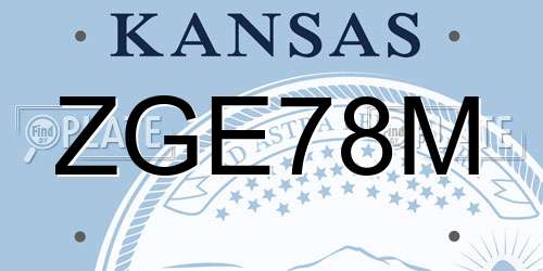 ZGE78M Kansas License Plate