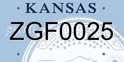 ZGF0025 Kansas License Plate