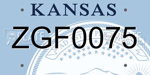 ZGF0075 Kansas License Plate
