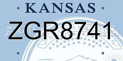 ZGR8741 Kansas License Plate