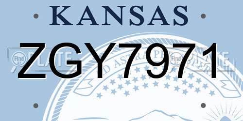 ZGY7971 Kansas License Plate