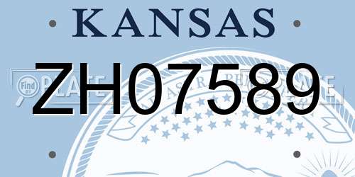ZH07589 Kansas License Plate