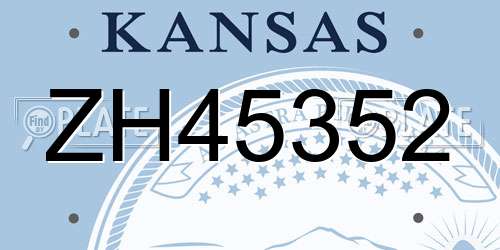 ZH45352 Kansas License Plate