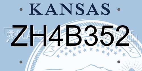 ZH4B352 Kansas License Plate