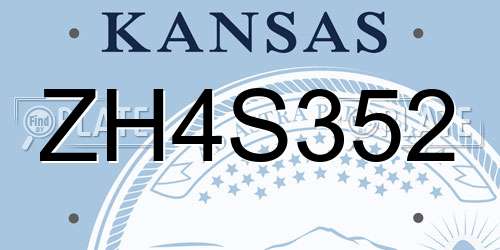 ZH4S352 Kansas License Plate