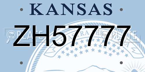 ZH57777 Kansas License Plate