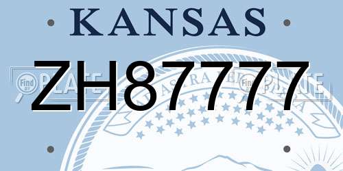 ZH87777 Kansas License Plate