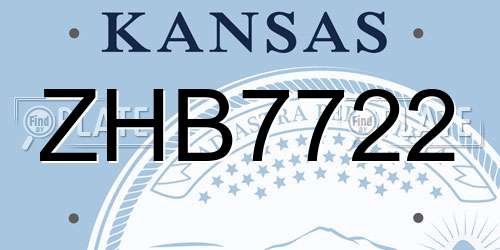 ZHB7722 Kansas License Plate