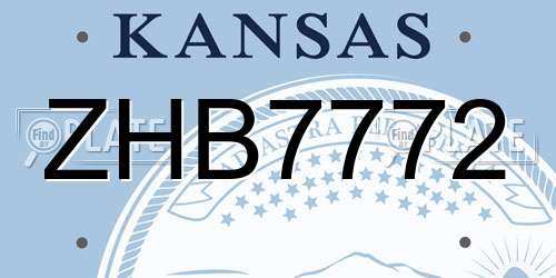 ZHB7772 Kansas License Plate