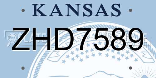 ZHD7589 Kansas License Plate