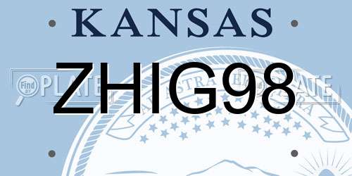 ZHIG98 Kansas License Plate