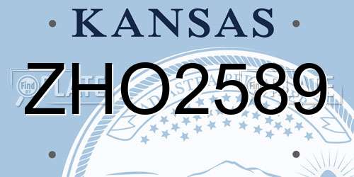 ZHO2589 Kansas License Plate