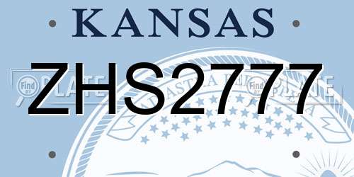 ZHS2777 Kansas License Plate