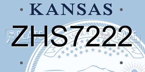 ZHS7222 Kansas License Plate