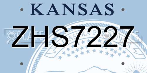 ZHS7227 Kansas License Plate