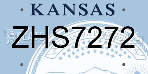 ZHS7272 Kansas License Plate