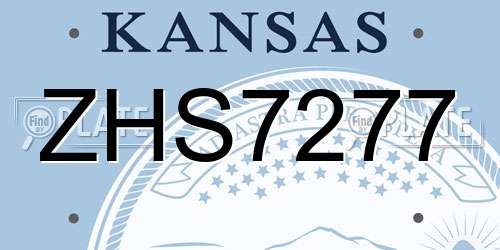 ZHS7277 Kansas License Plate