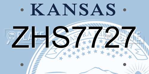 ZHS7727 Kansas License Plate