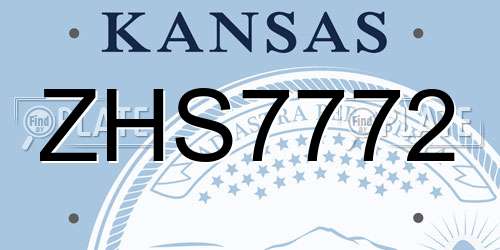 ZHS7772 Kansas License Plate