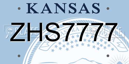 ZHS7777 Kansas License Plate