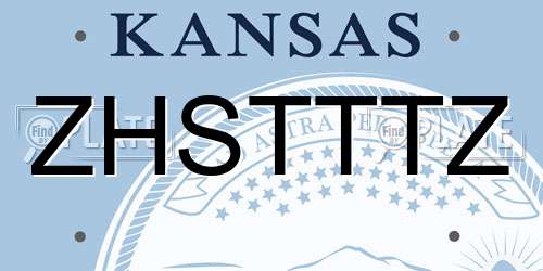 ZHSTTTZ Kansas License Plate