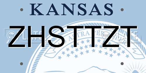 ZHSTTZT Kansas License Plate