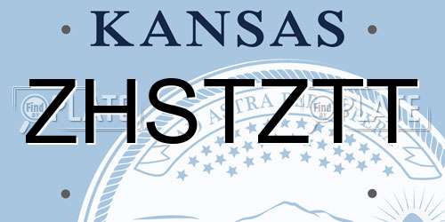 ZHSTZTT Kansas License Plate