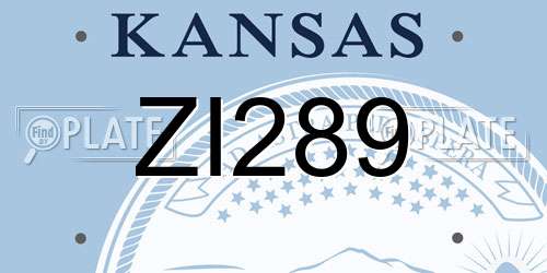 ZI289 Kansas License Plate
