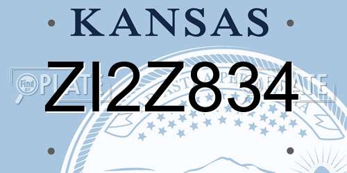 ZI2Z834 Kansas License Plate