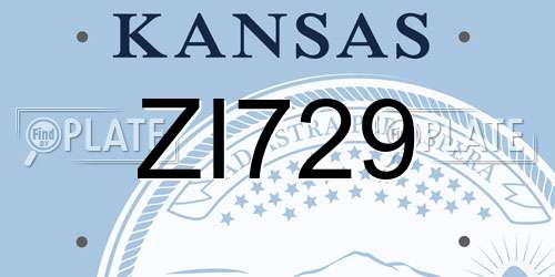 ZI729 Kansas License Plate