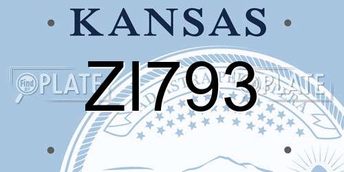 ZI793 Kansas License Plate