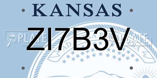 ZI7B3V Kansas License Plate