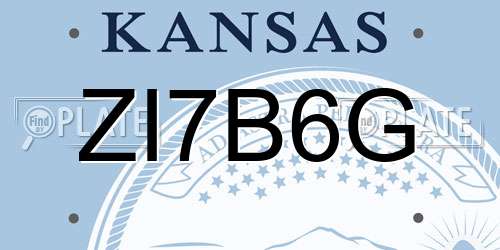 ZI7B6G Kansas License Plate