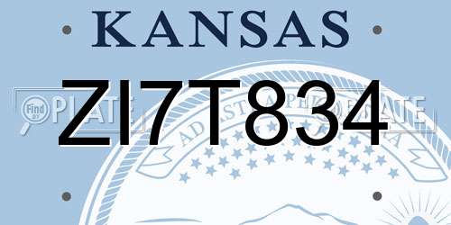 ZI7T834 Kansas License Plate