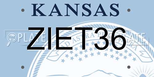 ZIET36 Kansas License Plate