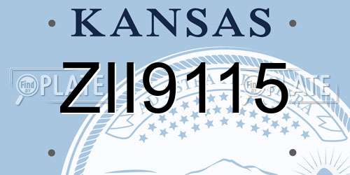 ZII9115 Kansas License Plate
