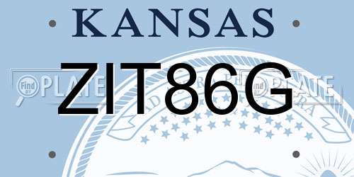 ZIT86G Kansas License Plate