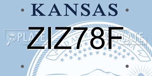 ZIZ78F Kansas License Plate