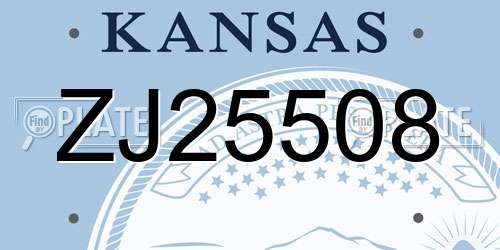 ZJ25508 Kansas License Plate