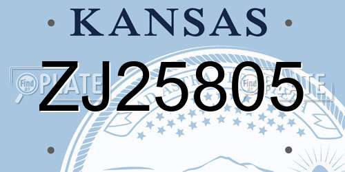 ZJ25805 Kansas License Plate