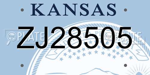 ZJ28505 Kansas License Plate