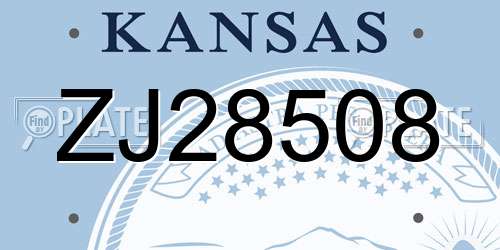 ZJ28508 Kansas License Plate