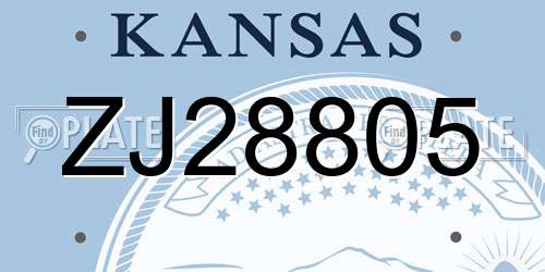 ZJ28805 Kansas License Plate