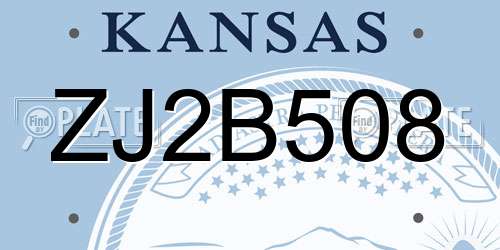 ZJ2B508 Kansas License Plate