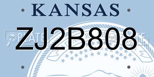 ZJ2B808 Kansas License Plate