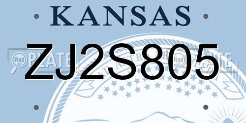 ZJ2S805 Kansas License Plate