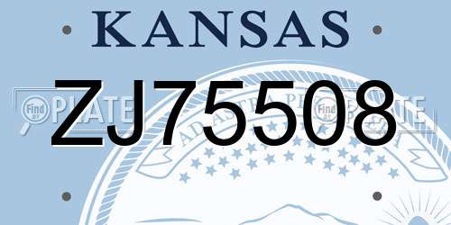 ZJ75508 Kansas License Plate