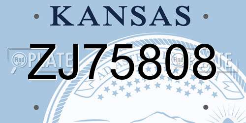 ZJ75808 Kansas License Plate