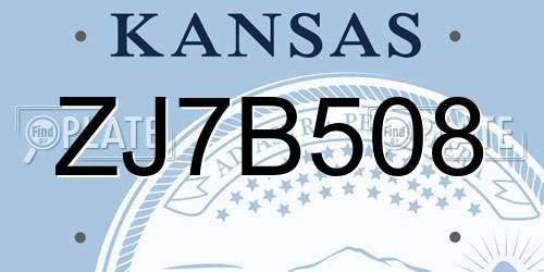 ZJ7B508 Kansas License Plate